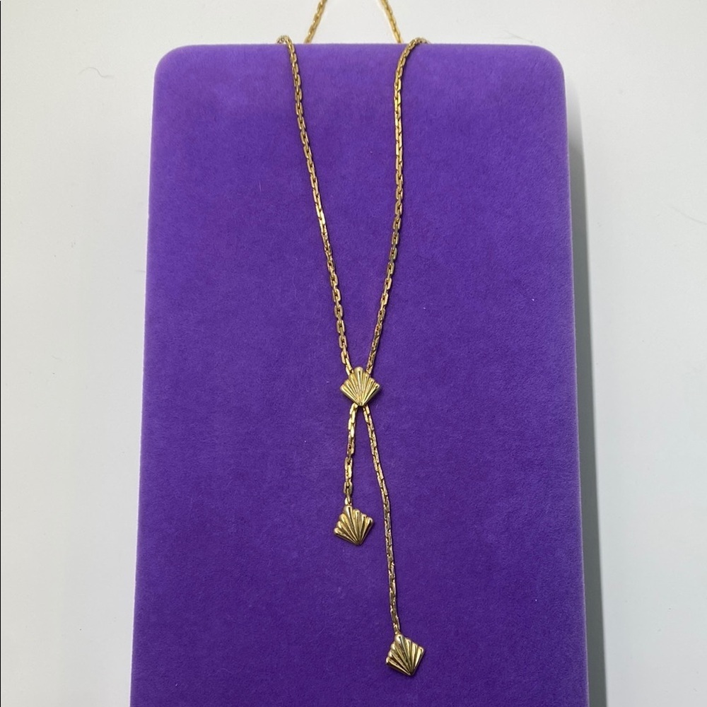 💛 Elegant Vintage Gold Plated Shell Fan Necklace